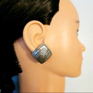 Vintage Silver Concho Clip on Earrings